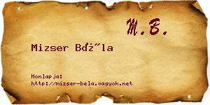 Mizser Béla névjegykártya