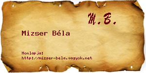 Mizser Béla névjegykártya